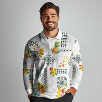 Hawaiian Quilts Long Sleeve Polo Shirt Tropical Fruits and Plants LT03 - Polynesian Pride