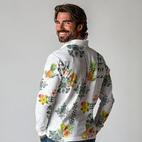 Hawaiian Quilts Long Sleeve Polo Shirt Tropical Fruits and Plants LT03 - Polynesian Pride