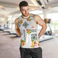 Hawaiian Quilts Men Tank Top Tropical Fruits and Plants LT03 White - Polynesian Pride