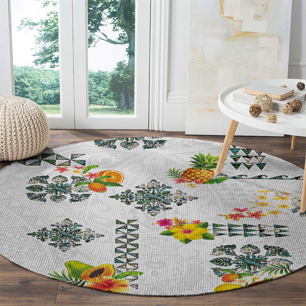 Hawaiian Quilts Round Carpet Tropical Fruits and Plants LT03 - Polynesian Pride