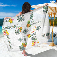 Hawaiian Quilts Sarong Tropical Fruits and Plants LT03 One Size 44 x 66 inches White - Polynesian Pride