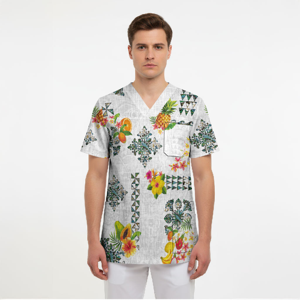 Hawaiian Quilts Scrub Top Tropical Fruits and Plants LT03 - Polynesian Pride