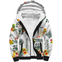 Hawaiian Quilts Sherpa Hoodie Tropical Fruits and Plants LT03 Unisex White - Polynesian Pride
