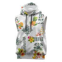 Hawaiian Quilts Sleeveless Hoodie Tropical Fruits and Plants LT03 White - Polynesian Pride