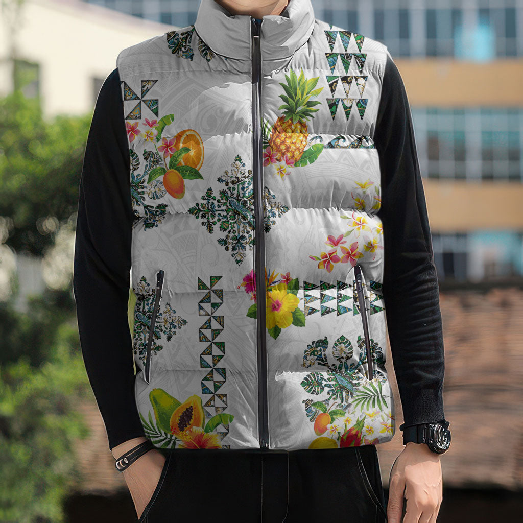 Hawaiian Quilts Sleeveless Puffer Jacket Tropical Fruits and Plants LT03 - Polynesian Pride