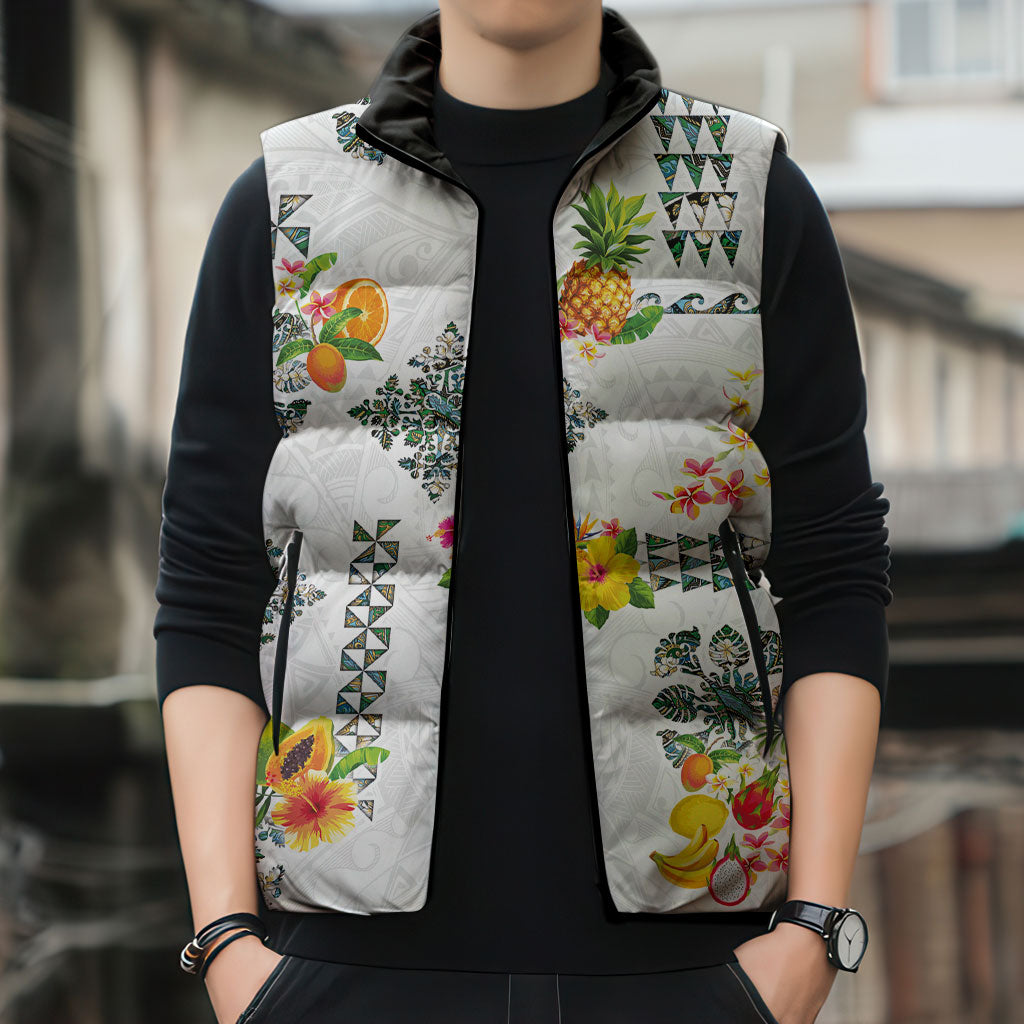 Hawaiian Quilts Sleeveless Puffer Jacket Tropical Fruits and Plants LT03 - Polynesian Pride