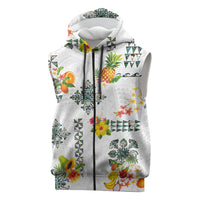 Hawaiian Quilts Sleeveless Zip Hoodie Tropical Fruits and Plants LT03 White - Polynesian Pride
