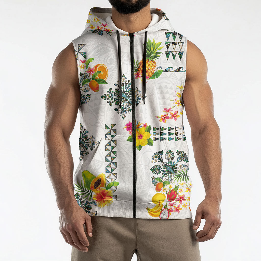 Hawaiian Quilts Sleeveless Zip Hoodie Tropical Fruits and Plants LT03 - Polynesian Pride