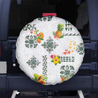 Hawaiian Quilts Spare Tire Cover Tropical Fruits and Plants LT03 No hole White - Polynesian Pride