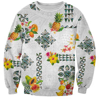 Hawaiian Quilts Sweatshirt Tropical Fruits and Plants LT03 Unisex White - Polynesian Pride