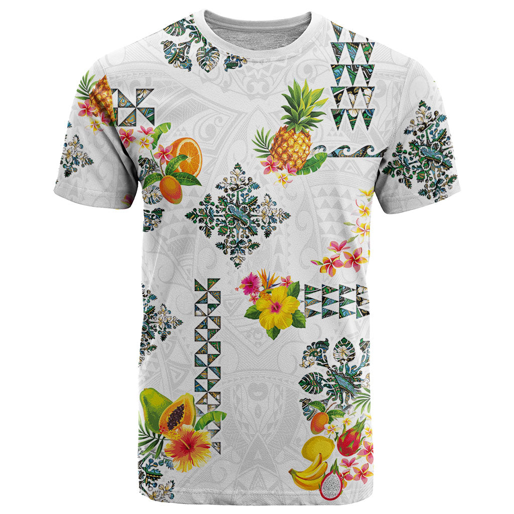 Hawaiian Quilts T Shirt Tropical Fruits and Plants LT03 White - Polynesian Pride