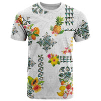 Hawaiian Quilts T Shirt Tropical Fruits and Plants LT03 White - Polynesian Pride