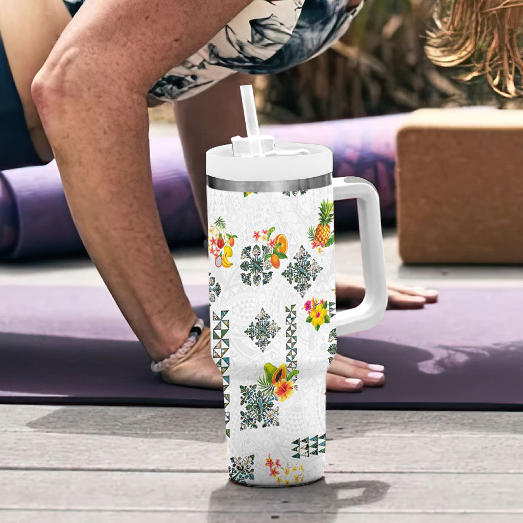 Hawaiian Quilts Tumbler With Handle Tropical Fruits and Plants LT03 - Polynesian Pride