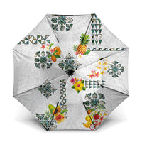 Hawaiian Quilts Umbrella Tropical Fruits and Plants LT03 One Size Folded 11.42 inch Opened Diameter 37.4 inch White - Polynesian Pride