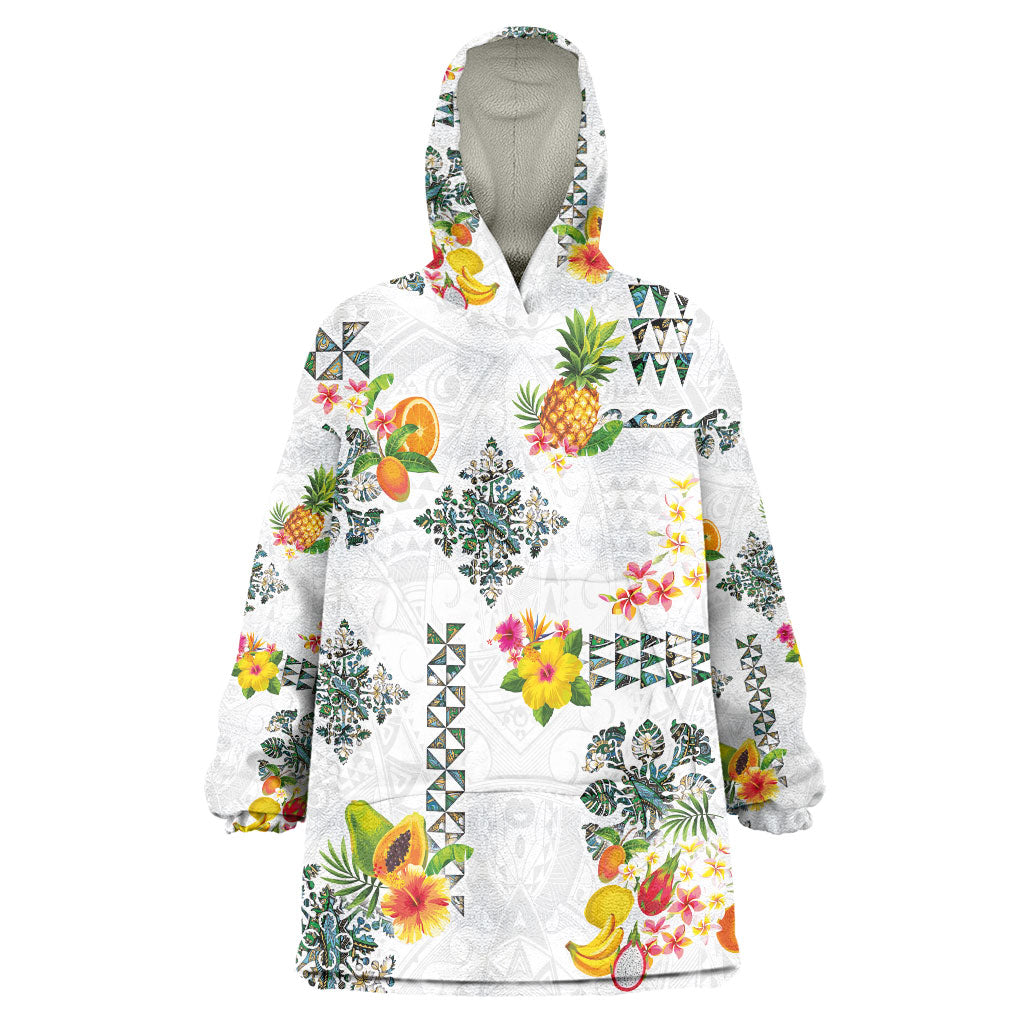 Hawaiian Quilts Wearable Blanket Hoodie Tropical Fruits and Plants LT03 One Size White - Polynesian Pride