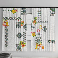 Hawaiian Quilts Window Curtain Tropical Fruits and Plants LT03 With Hooks White - Polynesian Pride