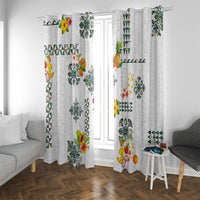Hawaiian Quilts Window Curtain Tropical Fruits and Plants LT03 With Grommets White - Polynesian Pride