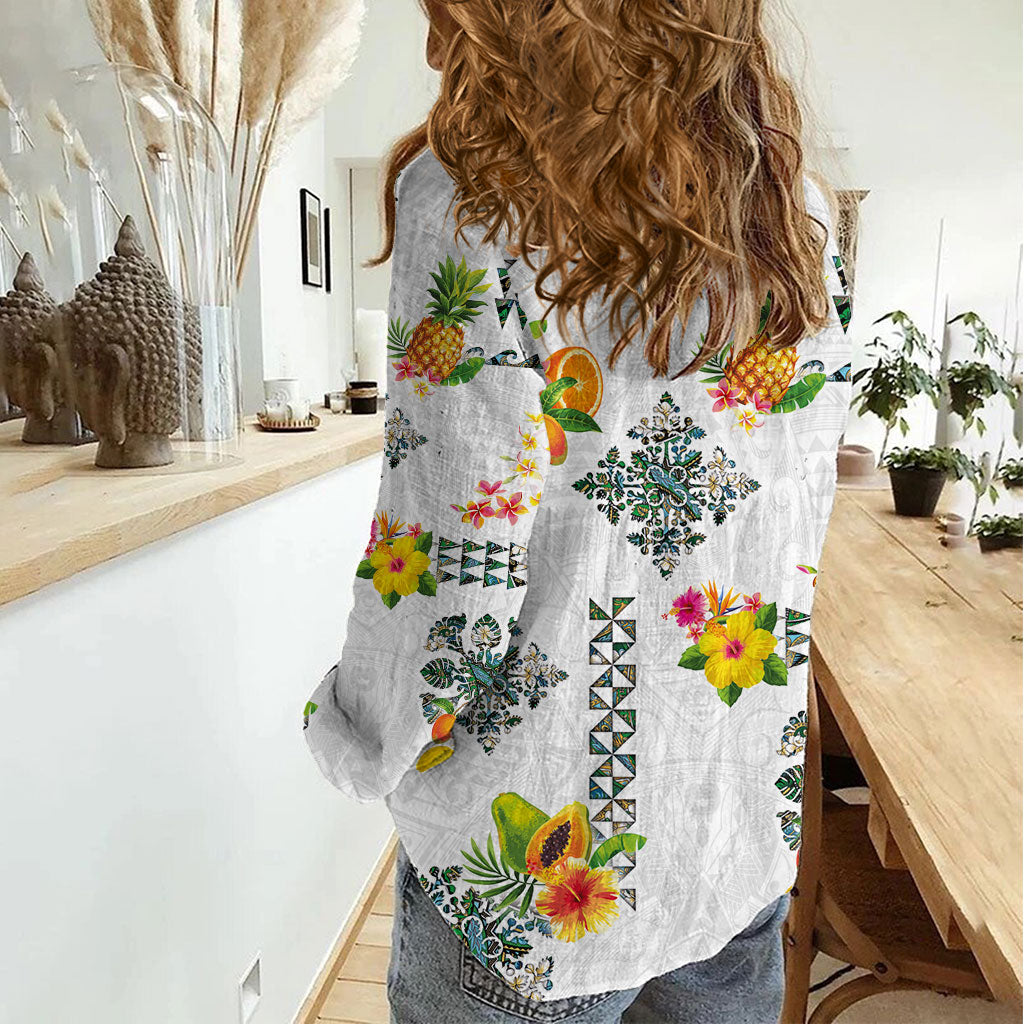 Hawaiian Quilts Women Casual Shirt Tropical Fruits and Plants LT03 - Polynesian Pride