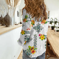 Hawaiian Quilts Women Casual Shirt Tropical Fruits and Plants LT03 - Polynesian Pride