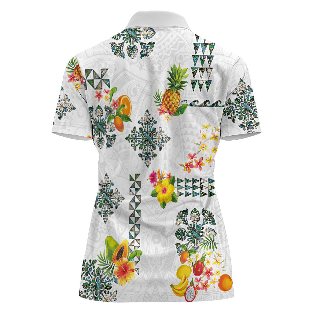 Hawaiian Quilts Women Polo Shirt Tropical Fruits and Plants LT03 - Polynesian Pride