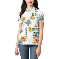 Hawaiian Quilts Women Polo Shirt Tropical Fruits and Plants LT03 - Polynesian Pride