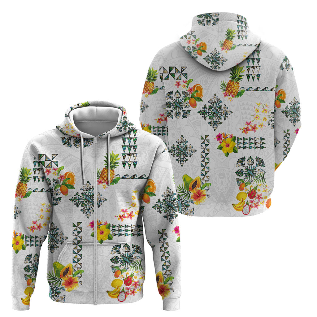 Hawaiian Quilts Zip Hoodie Tropical Fruits and Plants LT03 - Polynesian Pride