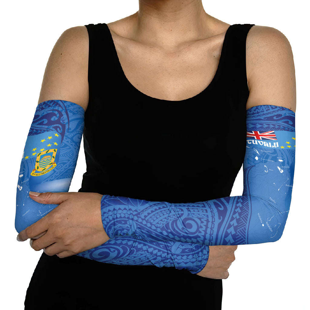 Tuvalu Heritage Arm Sleeves Map of the Islands and Polynesia Pattern LT03 - Polynesian Pride