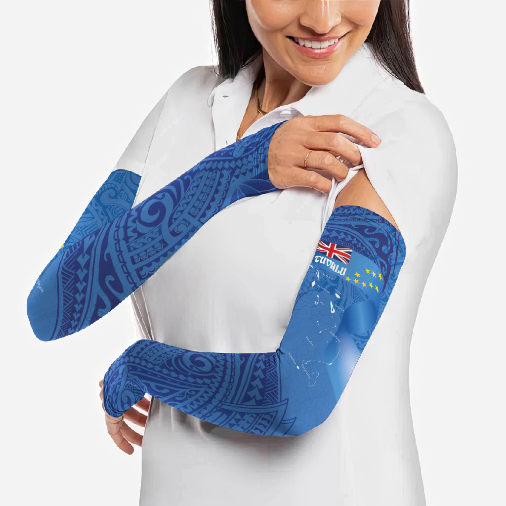 Tuvalu Heritage Arm Sleeves Map of the Islands and Polynesia Pattern LT03 - Polynesian Pride