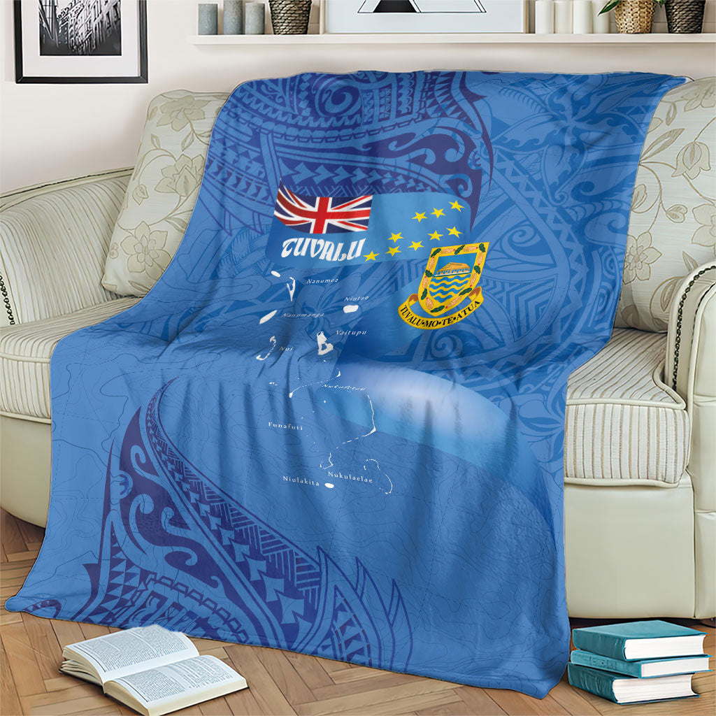 Tuvalu Heritage Blanket Map of the Islands and Polynesia Pattern LT03 - Polynesian Pride