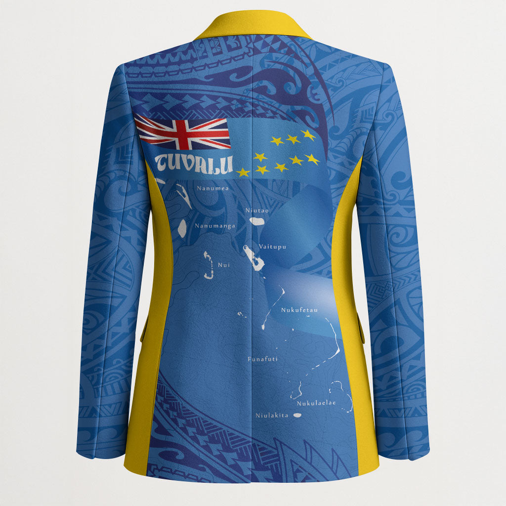 Tuvalu Heritage Blazer Map of the Islands and Polynesia Pattern LT03 - Polynesian Pride