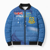 Tuvalu Heritage Bomber Puffer Jacket Map of the Islands and Polynesia Pattern LT03 Unisex Blue - Polynesian Pride