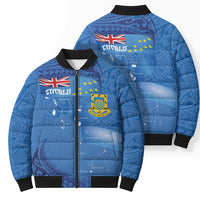 Tuvalu Heritage Bomber Puffer Jacket Map of the Islands and Polynesia Pattern LT03 - Polynesian Pride