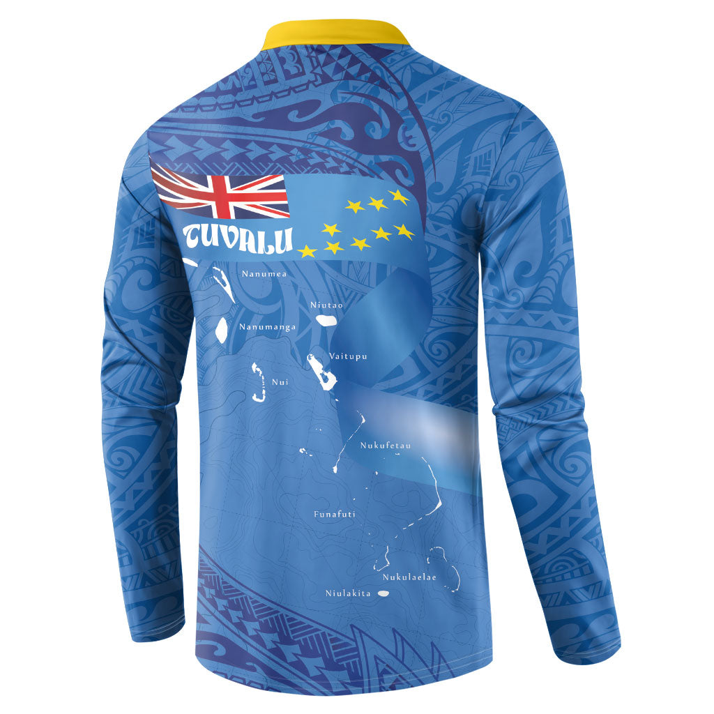 Tuvalu Heritage Button Sweatshirt Map of the Islands and Polynesia Pattern LT03 - Polynesian Pride