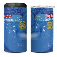 Tuvalu Heritage 4 in 1 Can Cooler Tumbler Map of the Islands and Polynesia Pattern LT03 One Size: 16 oz Blue - Polynesian Pride