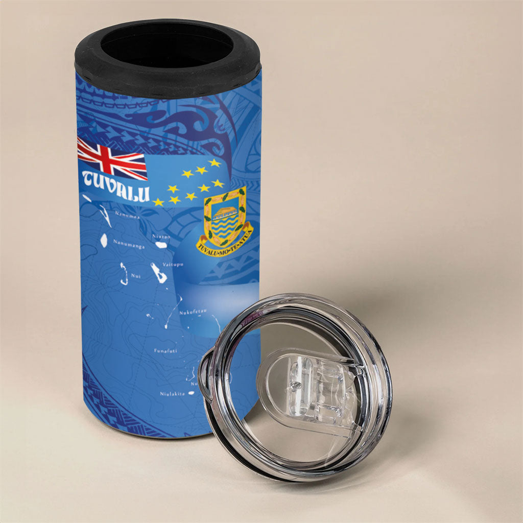 Tuvalu Heritage 4 in 1 Can Cooler Tumbler Map of the Islands and Polynesia Pattern LT03 - Polynesian Pride