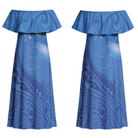 Tuvalu Heritage Couples Matching Off Shoulder Maxi Dress and Long Sleeve Button Shirt Map of the Islands and Polynesia Pattern LT03 - Polynesian Pride