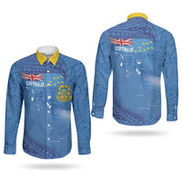 Tuvalu Heritage Couples Matching Off Shoulder Short Dress and Long Sleeve Button Shirt Map of the Islands and Polynesia Pattern LT03 - Polynesian Pride