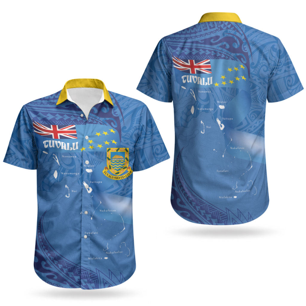 Tuvalu Heritage Couples Matching Tank Maxi Dress and Hawaiian Shirt Map of the Islands and Polynesia Pattern LT03 - Polynesian Pride