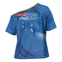Tuvalu Heritage Cross Shoulder Shirt Map of the Islands and Polynesia Pattern LT03 - Polynesian Pride