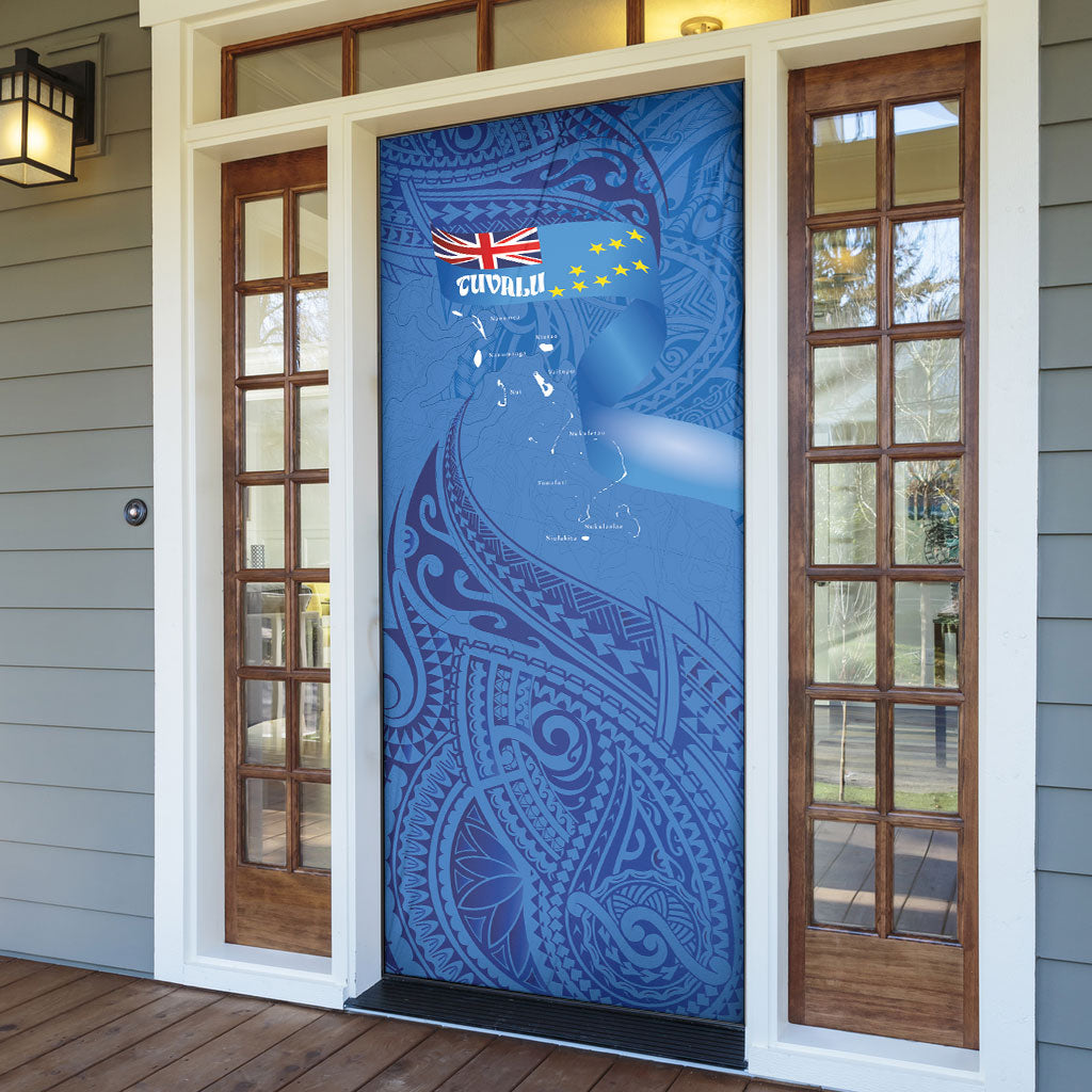 Tuvalu Heritage Door Cover Map of the Islands and Polynesia Pattern LT03 - Polynesian Pride