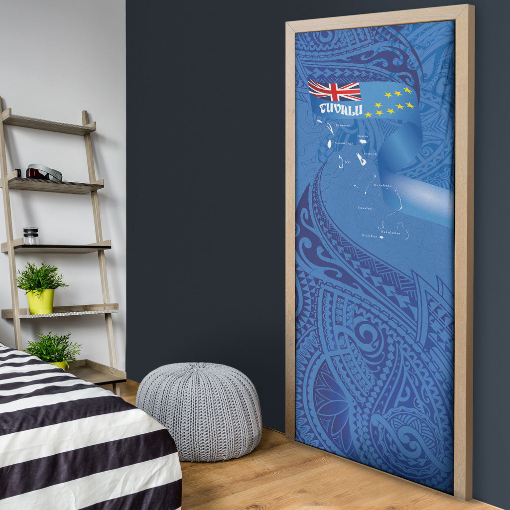 Tuvalu Heritage Door Cover Map of the Islands and Polynesia Pattern LT03 - Polynesian Pride