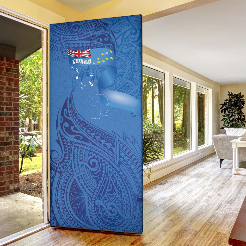 Tuvalu Heritage Door Cover Map of the Islands and Polynesia Pattern LT03 - Polynesian Pride