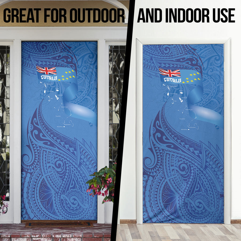 Tuvalu Heritage Door Cover Map of the Islands and Polynesia Pattern LT03 - Polynesian Pride
