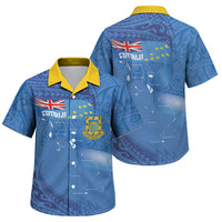 Tuvalu Heritage Family Matching Off The Shoulder Long Sleeve Dress and Hawaiian Shirt Map of the Islands and Polynesia Pattern LT03 Son's Shirt Blue - Polynesian Pride