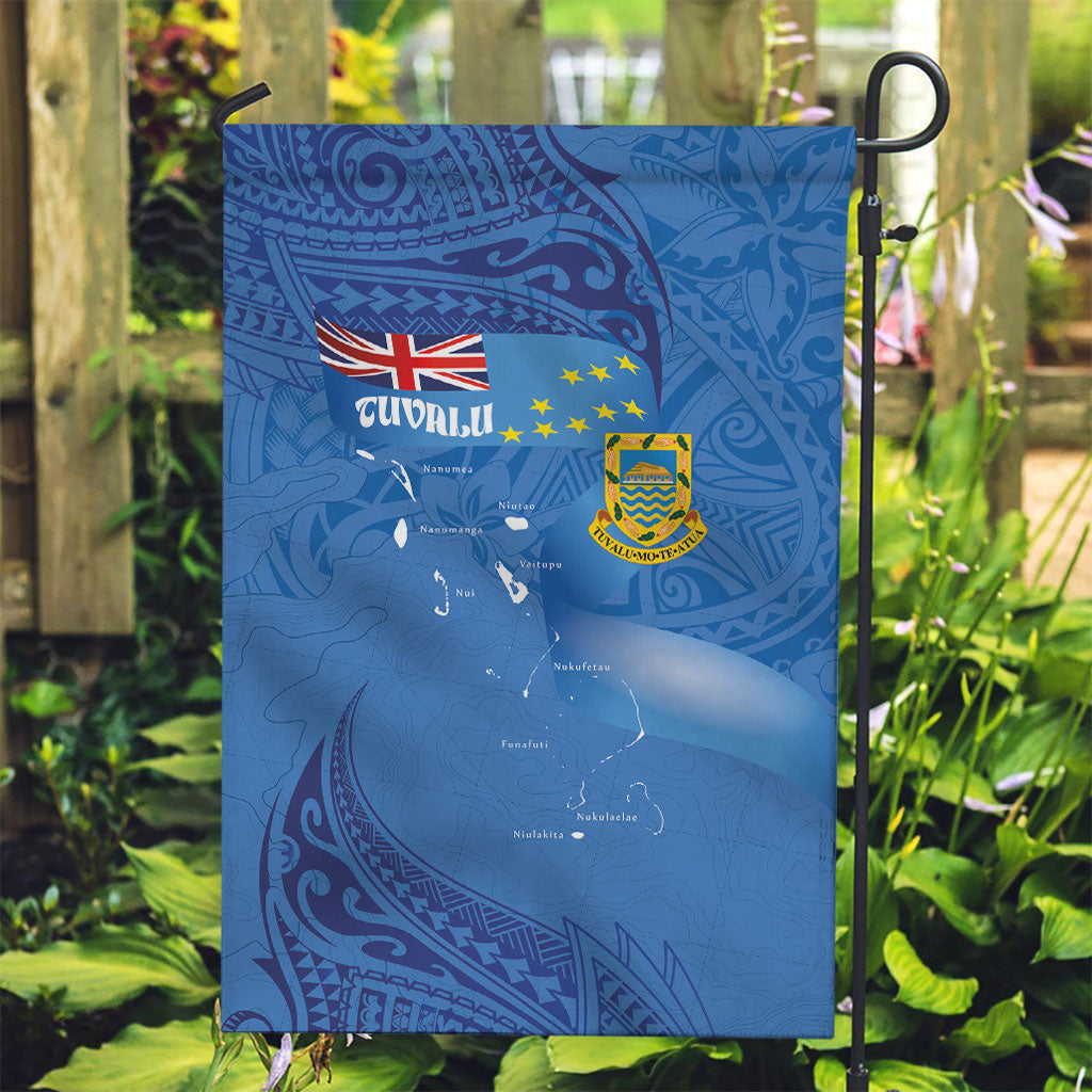 Tuvalu Heritage Garden Flag Map of the Islands and Polynesia Pattern LT03 Garden Flag Blue - Polynesian Pride