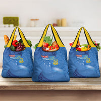 Tuvalu Heritage Grocery Bag Map of the Islands and Polynesia Pattern LT03 3-pack One Size Blue - Polynesian Pride
