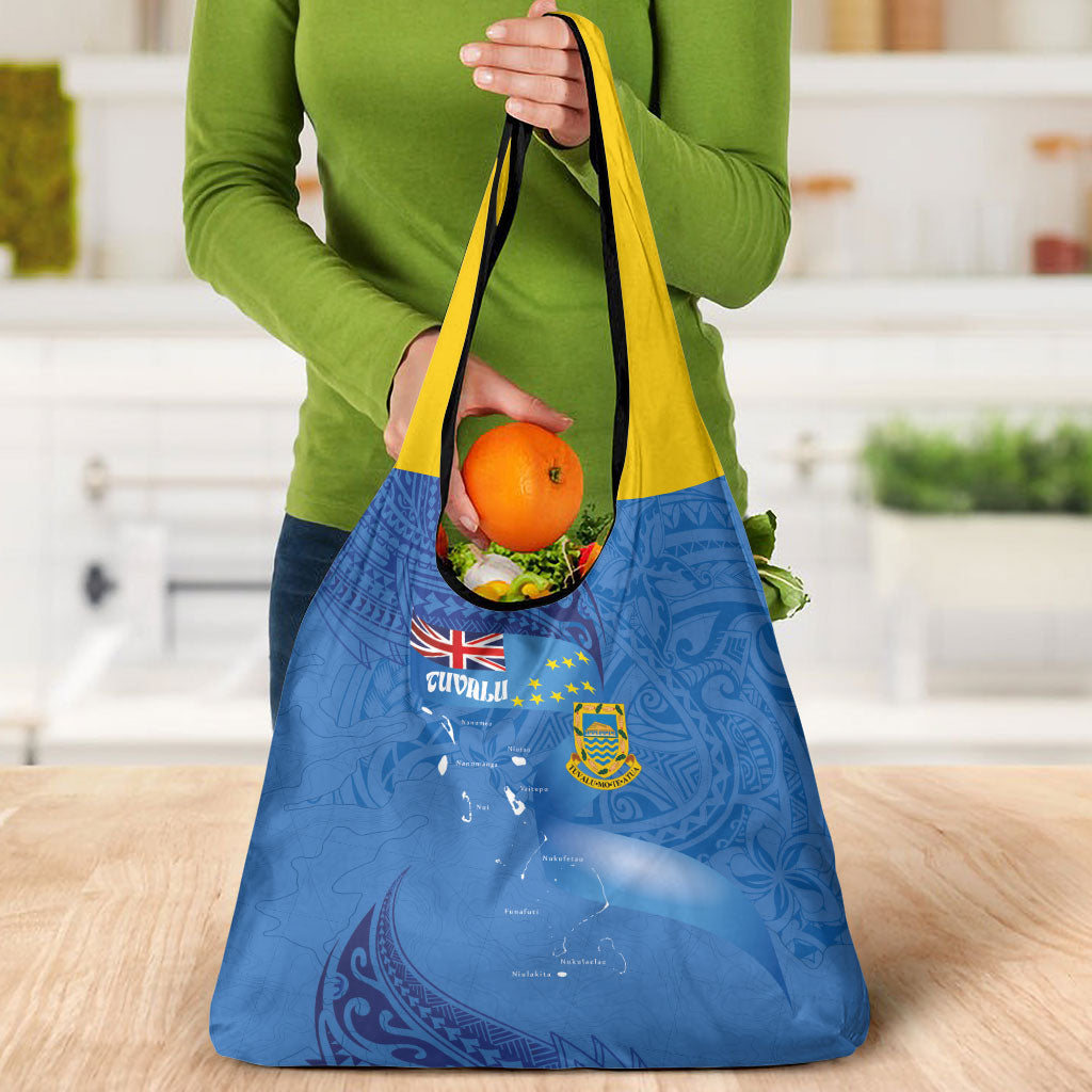 Tuvalu Heritage Grocery Bag Map of the Islands and Polynesia Pattern LT03 - Polynesian Pride