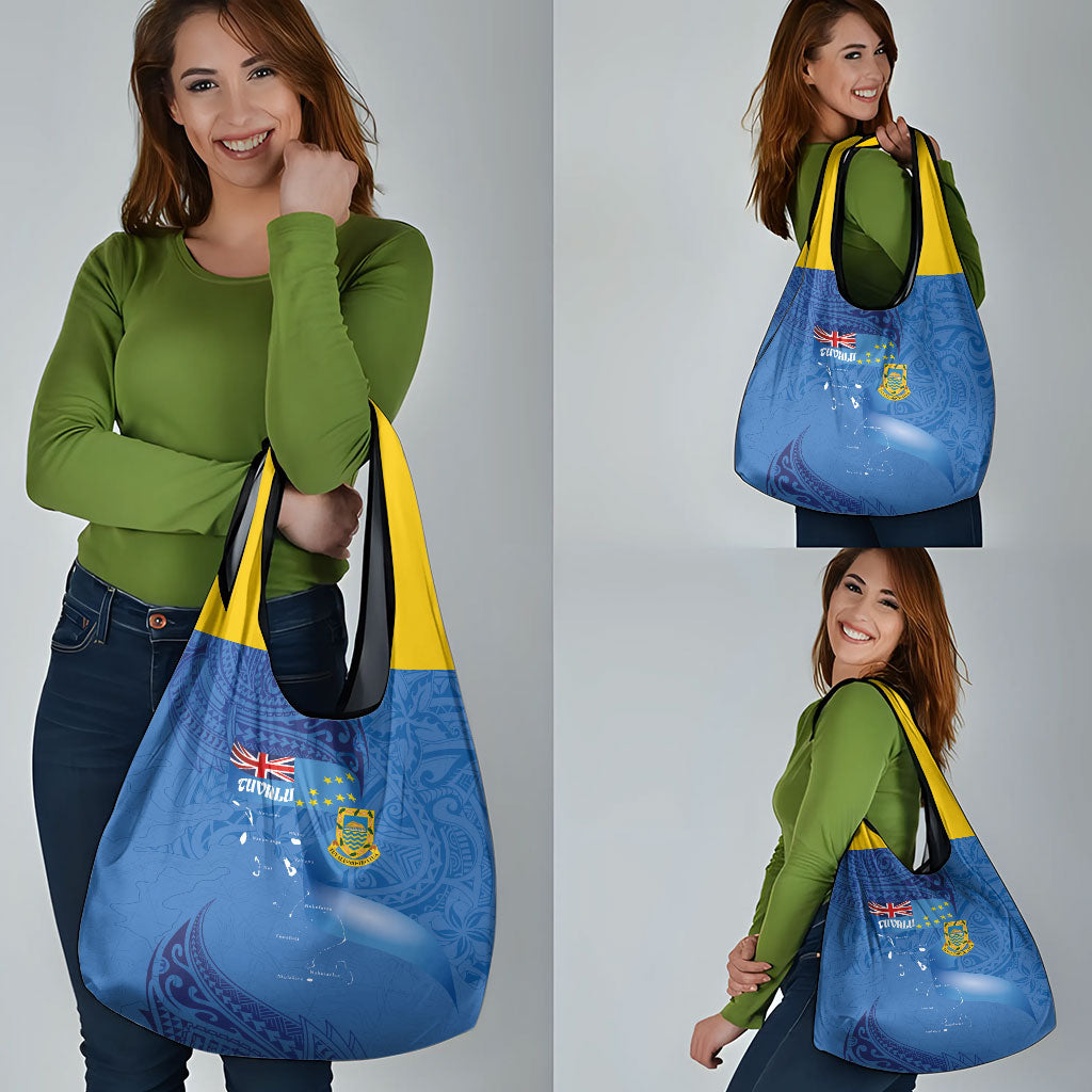 Tuvalu Heritage Grocery Bag Map of the Islands and Polynesia Pattern LT03 - Polynesian Pride