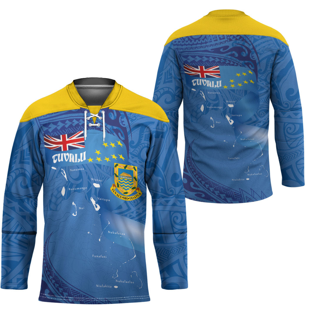 Tuvalu Heritage Hockey Jersey Map of the Islands and Polynesia Pattern LT03 - Polynesian Pride