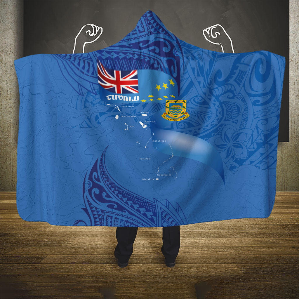 Tuvalu Heritage Hooded Blanket Map of the Islands and Polynesia Pattern LT03 - Polynesian Pride